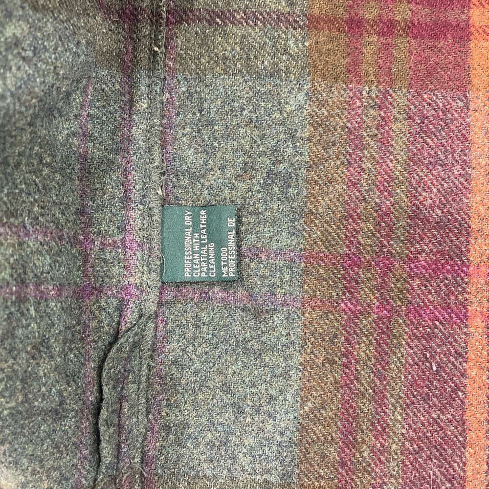 Vintage Lauren Ralph Lauren Petite Tweed Tartan Lamb Wool Leather Elbow Womens M - Picture 8 of 14
